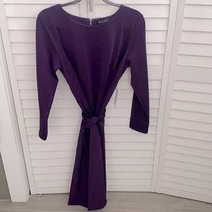 Rich Purple Tie Waist Dress